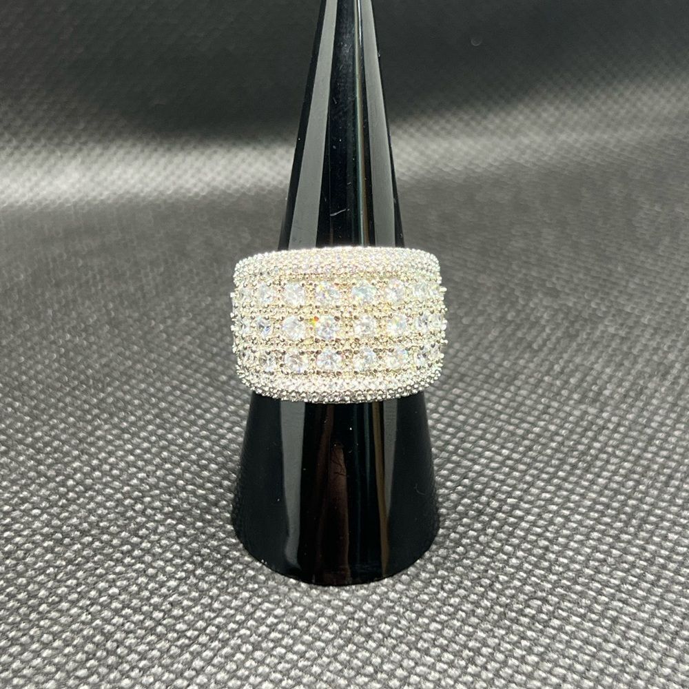 Sterling Silver 925 Pave Zirconium Statement Ring - Picture 14 of 14